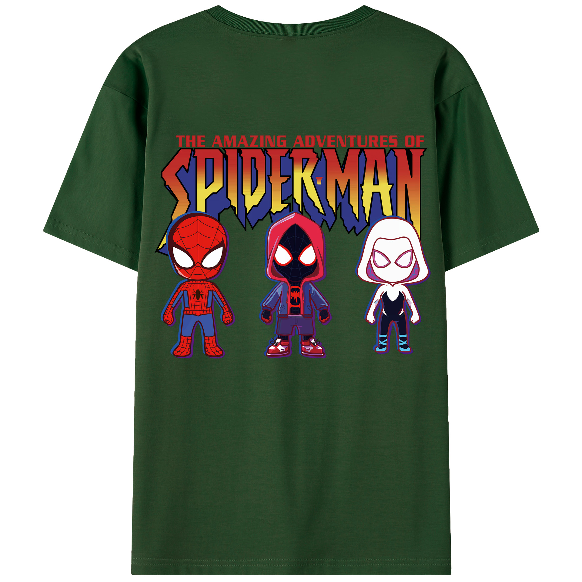 （画像用） Spider Man スパイダーマン 綿100％半袖Tシャツ（背面プリント）